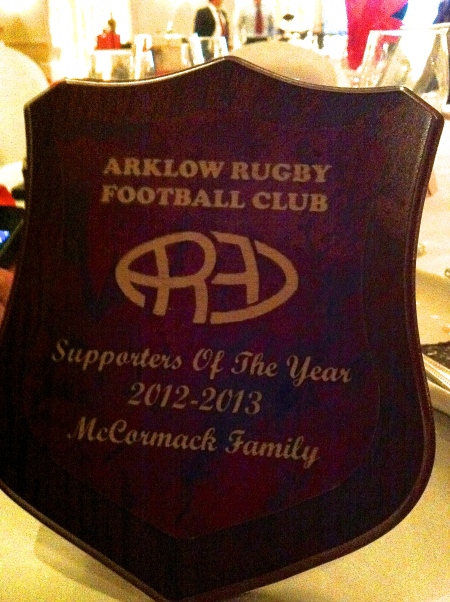 The McCormack's  award for the year's "Best Supporters" 