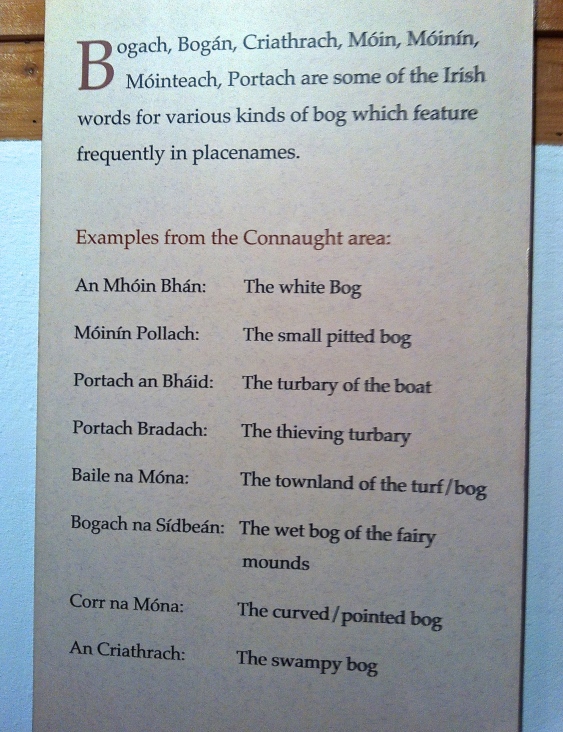 Various Irish words for bogs